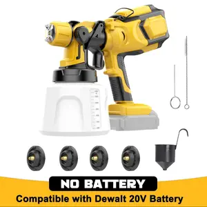 FunnyWhale Cordless Paint Sprayer Compatible with Dewalt 20V MAX Battery(No Battery) Electric Spray Paint Gun with 4 Nozzles and 3 Patterns, Paint Sprayers for Home Interior and Exterior