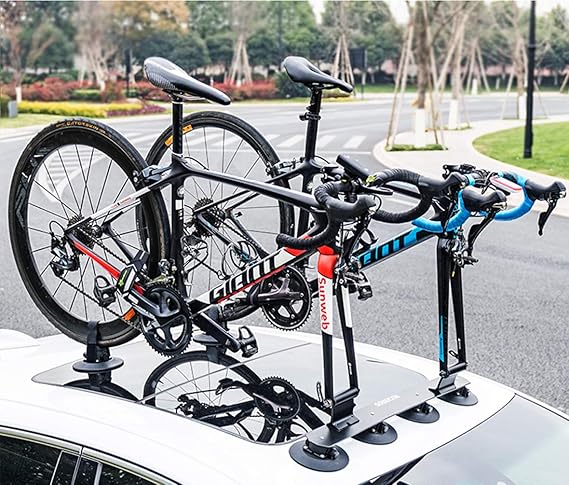 ROCKBROS Suction Cup Bike Rack for Car Roof Top Sucker Bike Rack Quick Release Aluminium Alloy Bike Carrier with Sucker for Bikes