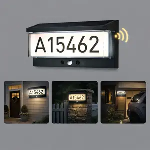 Solar House Numbers Light, T-SUNUS Lighted House Numbers Sign Plaque Address Numbers for Houses Waterproof LED Solar Powered Address Sign for Houses Mailbox Street Yard