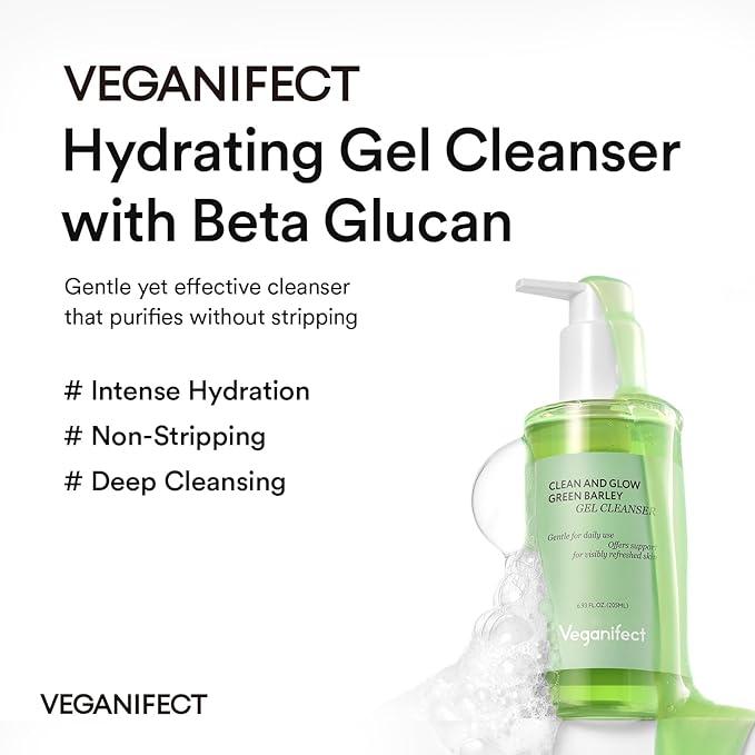 VEGANIFCET Hydrating Gel Face Wash, Citric Acid + LHA + Glycerin + Beta Glucan, Gentle Cleanser, Oil Free, Sensitive Skin, Dehydrated Skin, Korean Skin Care, Big Size (205ml/6.93 fl oz)