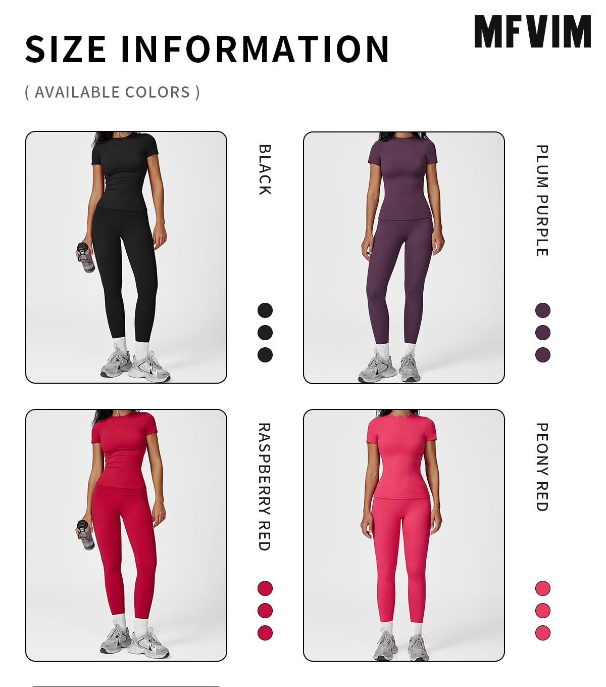 Women’s Solid Color Top & High Waist Leggings Sports Set by MFVIM - Casual, Comfortable, Breathable Two-Piece for Yoga, Gym, Workouts, Running, Ladies’ Gym Sportswear for All Seasons, Yoga Clothing Set,back to school,back to school haul