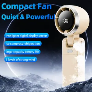 Portable Handheld Turbo Fan - 5 Gear High Speed 5000mAh Rechargeable Mini Personal Hand Fan Blow Cold Air, Battery Operated Travel Essentials, Beach Vacation, Gifts for Women, Men