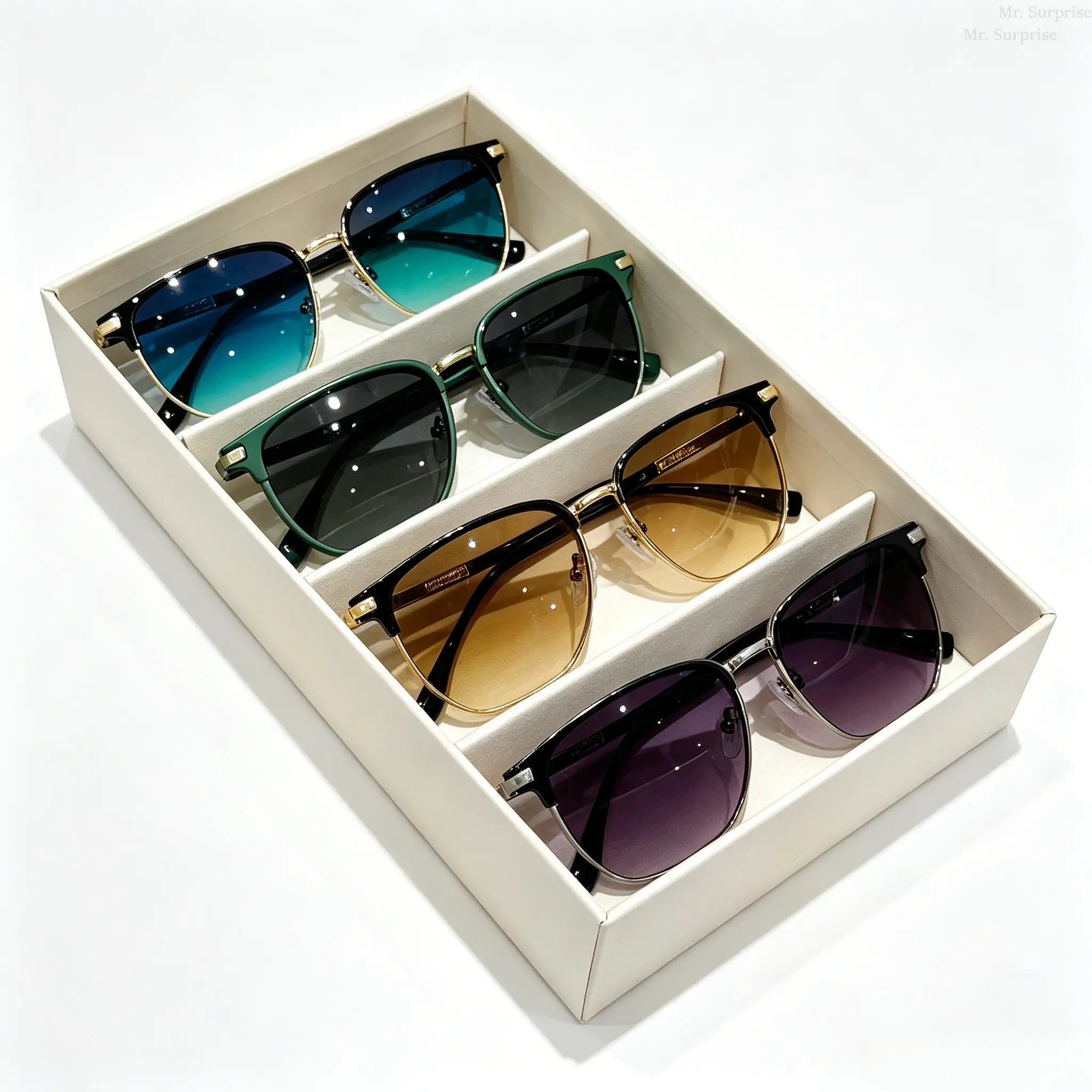 2026 New Unisex Metal Square Frame Sunglasses - 4 Pack Retro Minimalist Fashion Shades, Wholesale Eyewear, Men's Sunglasses