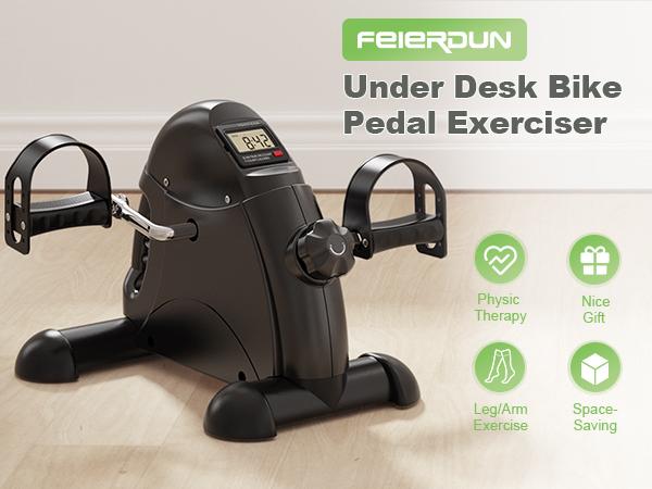 FEIERDUN Desk exercise bike, suitable for indoor workouts and physical therapy, wrist, arm, and leg rehabilitation trainer with electronic display screen