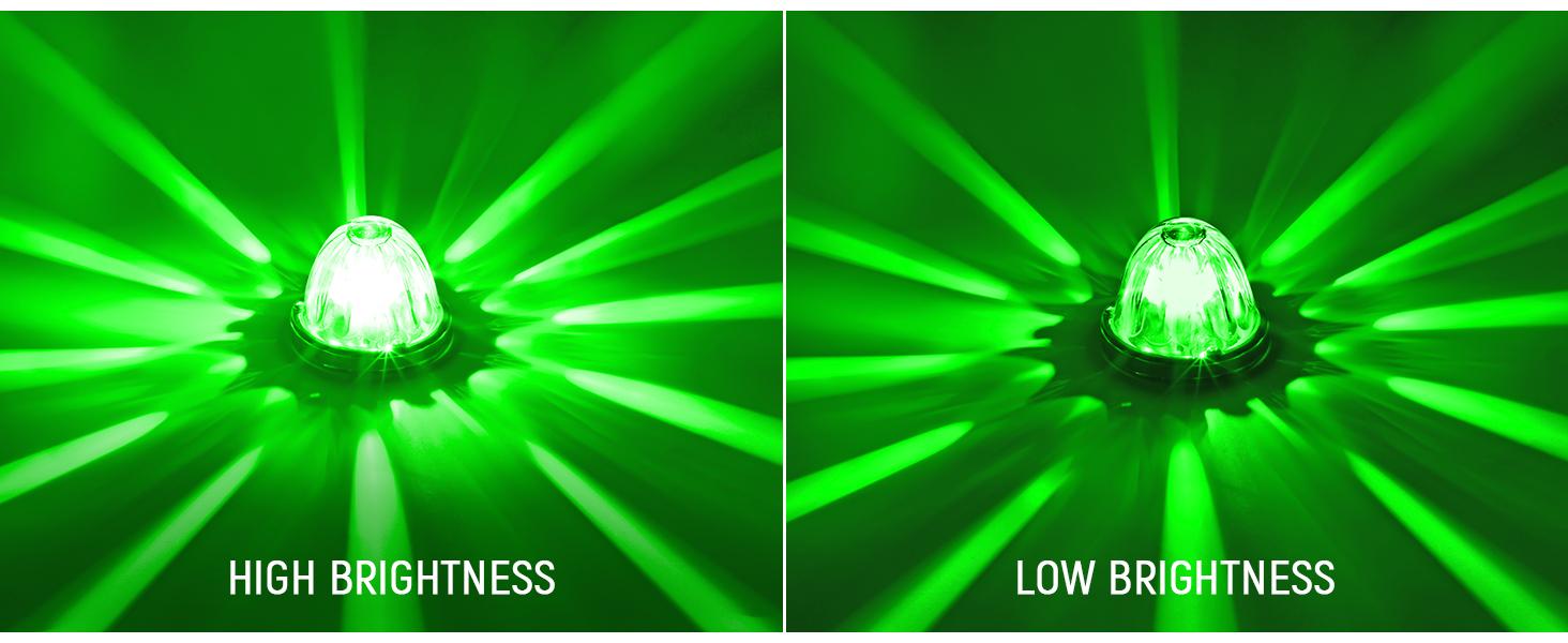 Partsam 2Pcs Glass Watermelon Lights Clear Lens Green LED Side Marker Turn Signal Lights for Kenworth Peterbilt Freightliner Trucks