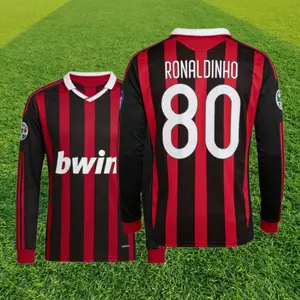 0910 Jerseys Retro Long Sleeve Jersey RONALDINHO #80 long Sleeve Soccer Jerseys