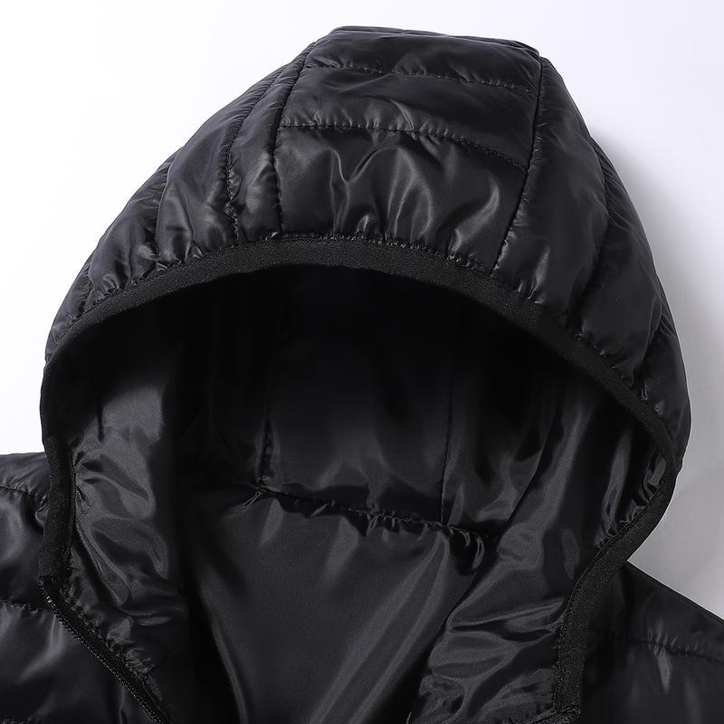 Men's Ultra-Lightweight Puffer Hooded Jacket – Fashionable Quilted Coat with Multiple Pockets, Ideal for Cold Weather – Perfect for Outdoor Activities and Everyday Wear casual woven fabric a goose