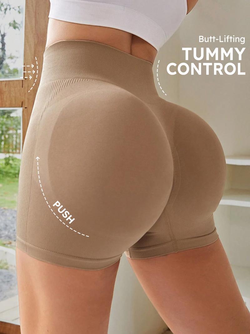 4-Pieces High Waist Tummy Control Side-Ribbed Butt-Lifting Seamless Shorts