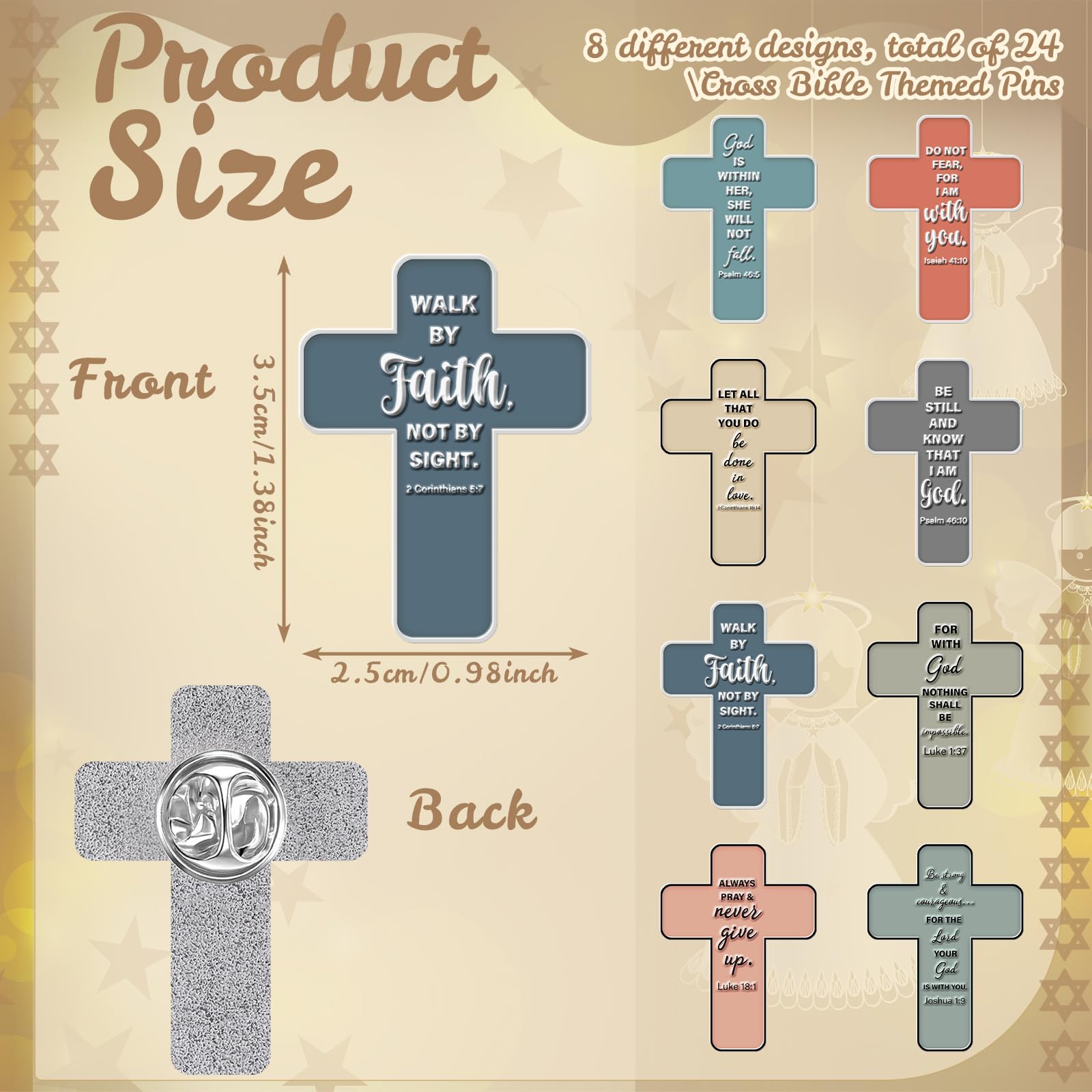 24Pcs Easter Bible Verses Pins Christian Gift for Women Girl Men Religious Enamel Lapel Pins Badges Gift Bulk for Easter Basket Stuffers Easter Egg Filllers Church Sunday School Prizes Easter Party Favors for Decors Clothes Bags Jeans