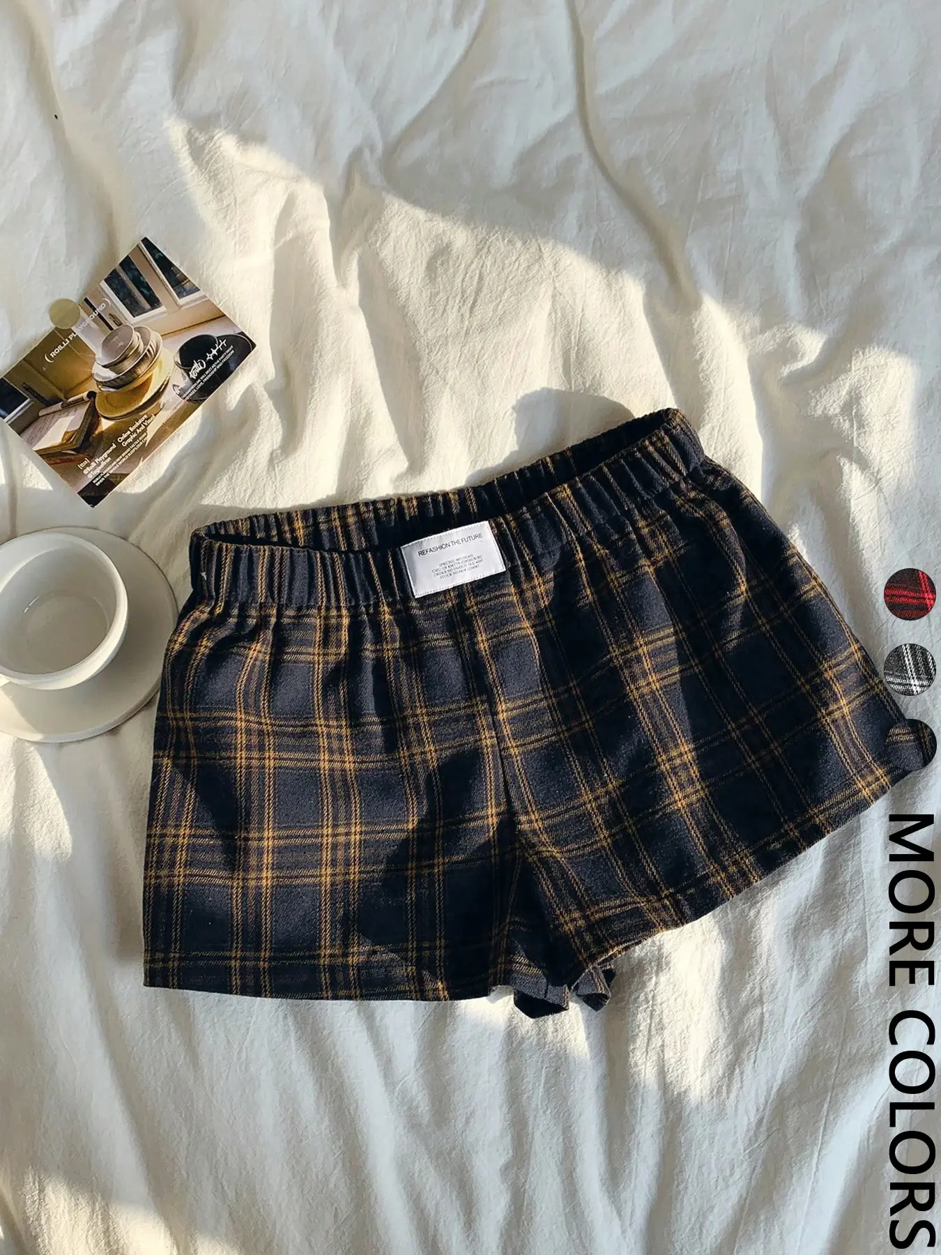 Women's Fitted Plaid Summer-Ready Casual Chic Summer Basic Bottoms, Preppy Everyday-Wear Charming On-Trend Checkered Summer Casual Fashionable Shorts