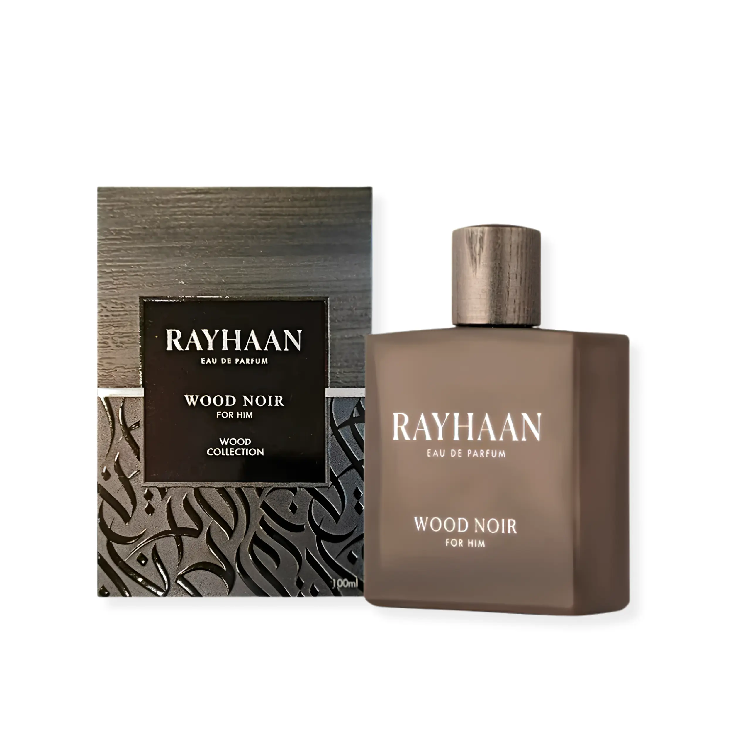 RAYHAAN WOOD COLLECTION Wood Noir EDP Men's Woody Cologne - 3.4fl.oz/100ml Long Lasting Perfume, Aromatic Luxurious Fragrance, Bold Spicy Opening, Smoky Oud Core, Vanilla, Powdery Warm Notes, Confidence-Boosting Aesthetic Liquid Single Item