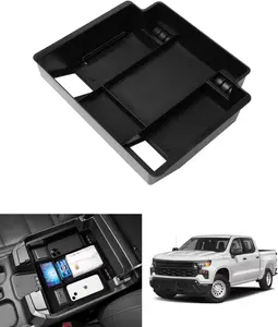 Canvcle Center Console Organizer for 2022-2025 Chevy Chevrolet Silverado&Sierra 1500/2024-2025 Silverado&GMC Sierra 2500HD/3500HD Accessories Armrest Storage Box(Only Fit Full Console w/Bucket Seats)
