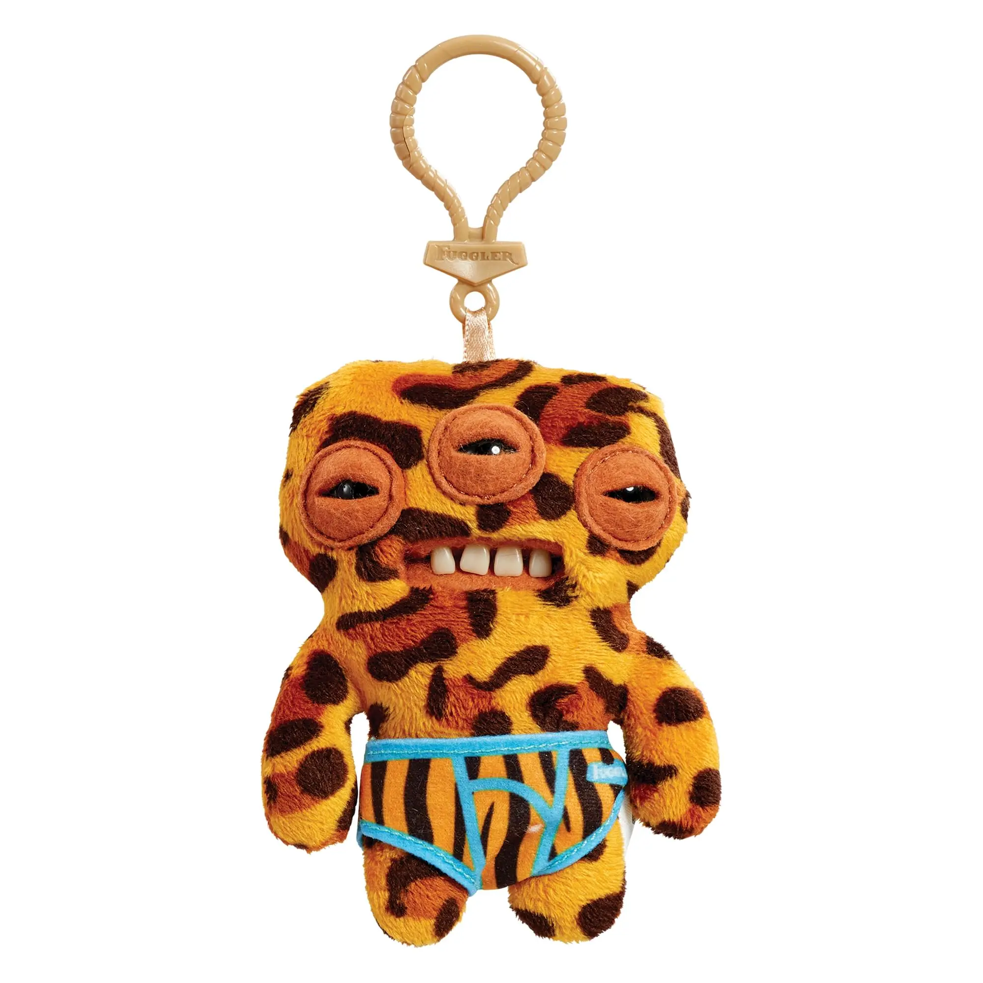 Fugglers Soft Plush 5-Inch Clip-On Stuffed Toy, Annoyed Alien - Leopard