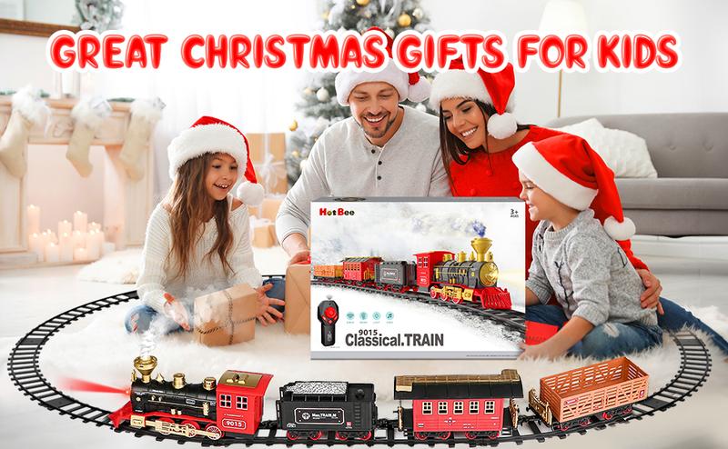 Christmas Electric Steam Locomotive Set, Remote Control Train Set, Train Model Toys for Boys with Smokes, Lights and Sound for Boys Girls Christmas Toys Gifts