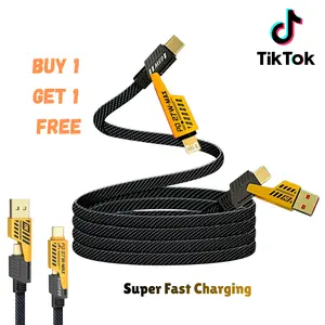 [Buy 1 Get 1 Free] 4-in-1 USB-C Cable, pd 65w Fast Charging Cable & Data Sync, Multi Charging Cable, Charging Cords USB A/Type C/Lightning Compatible with iPhone, Galaxy, Tablet, Samsung, 5ft