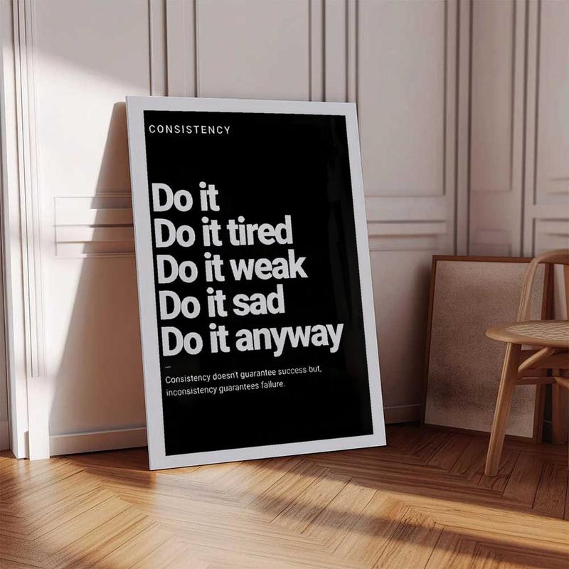 Motivational Canvas Wall Art - "Take Action" Perseverance Poster, Black Background White Text,Suitable For Home, Office, Gym Or Workspace Decor, Wall Art Poster, Perfect Room Decoration