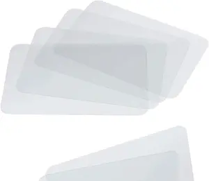 Clear Plastic Placemats Set of 4 - Vinyl Table Protector for Dining, Kitchen, Office, Painting Table, Shelves - Heat Resistant, Crystal Clear, Wipeable Place Mats - 17.5x12