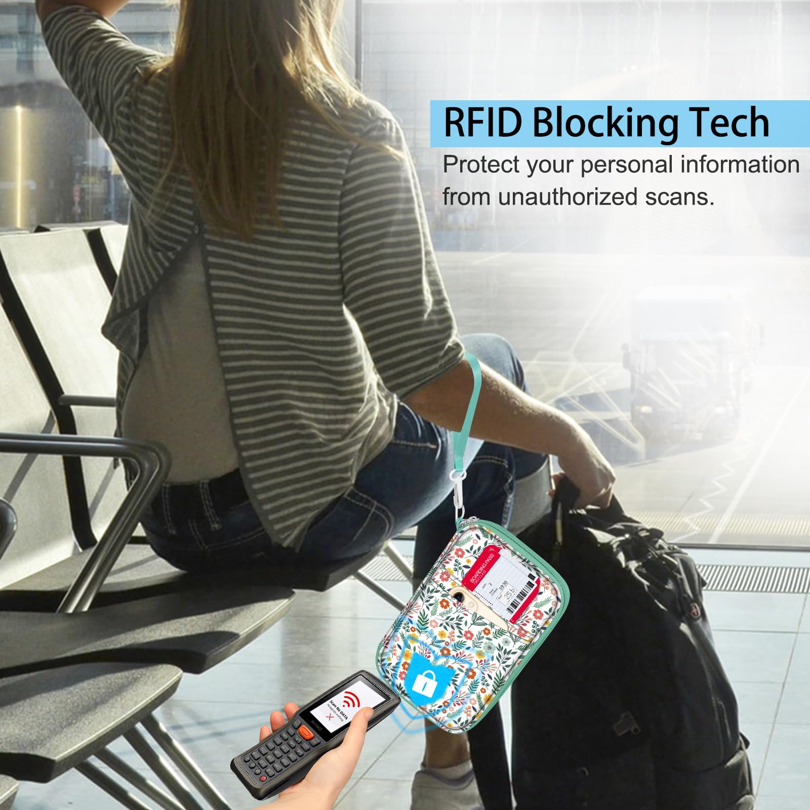 Passport Holder Wallet for Family of 6, RFID-Blocking Travel Document Organizer Bag  with Compact Design - Family Travel Essentials