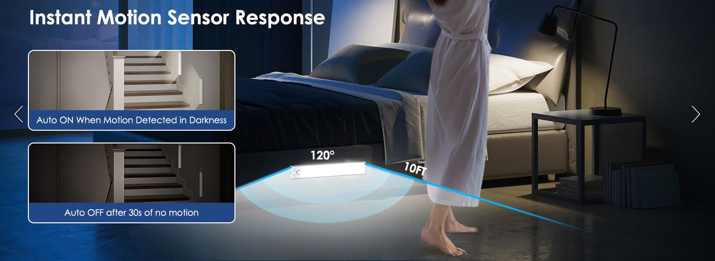 2026 Under Cabinet Lighting 1/2/3/4 Pack Motion Sensor LED Closet Light,USB Rechargeable Dimmable Stick On Under Counter Lights, 16inch Wireless Night Light for Kitchen Stair Bedroom,TikTok Viral Home Finds,Clean Girl Aesthetic,Home Upgrade 2026