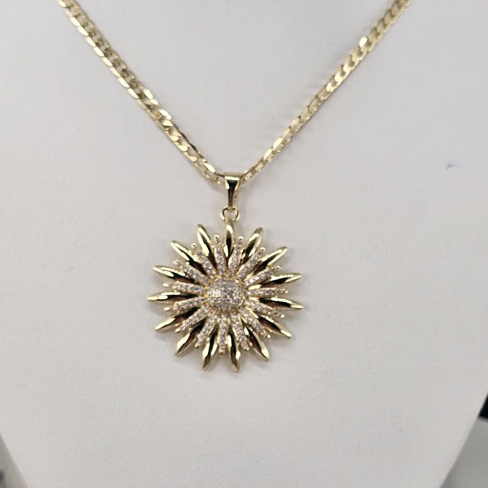 (C38) Girasol pendant and chains  beautifull and elegant  18inch chain 14kgoldplated