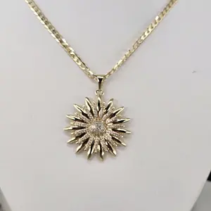 (C38) Girasol pendant and chains  beautifull and elegant 14kgoldplated