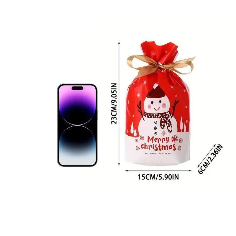 50PCS Christmas Gift Bags ChristmasWrapping Bags SetChristmas Drawstring Gift Bags – Reusable Holiday Wrapping Bags with Tags, Medium Size 5.9" x 9.06" (Random Designs)