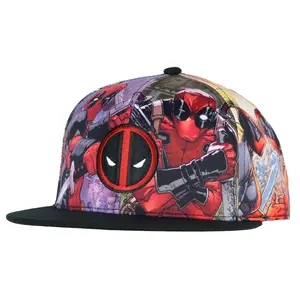 Marvel Comics Deadpool Allover Sublimated Scenes Design Adult Adjustable Snapback Hat Baseball Cap OSFM