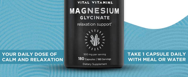 Magnesium Glycinate 500mg | High Absorption Formula for Relaxation, Stress Relief, Muscle Recovery & Restful Sleep | Vegan, Non-GMO | 180 Capsules Melatonin Tablets Organic Mushroom Complex