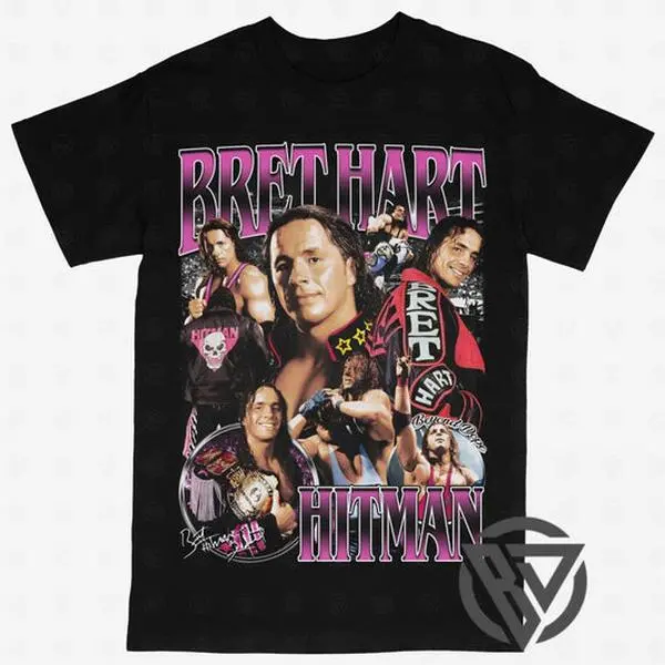 Bret Hart T-shirt For Men Women, For Fans Unisex Casual Streetswear Top Hitman WWF WCW Wrestling (V2)