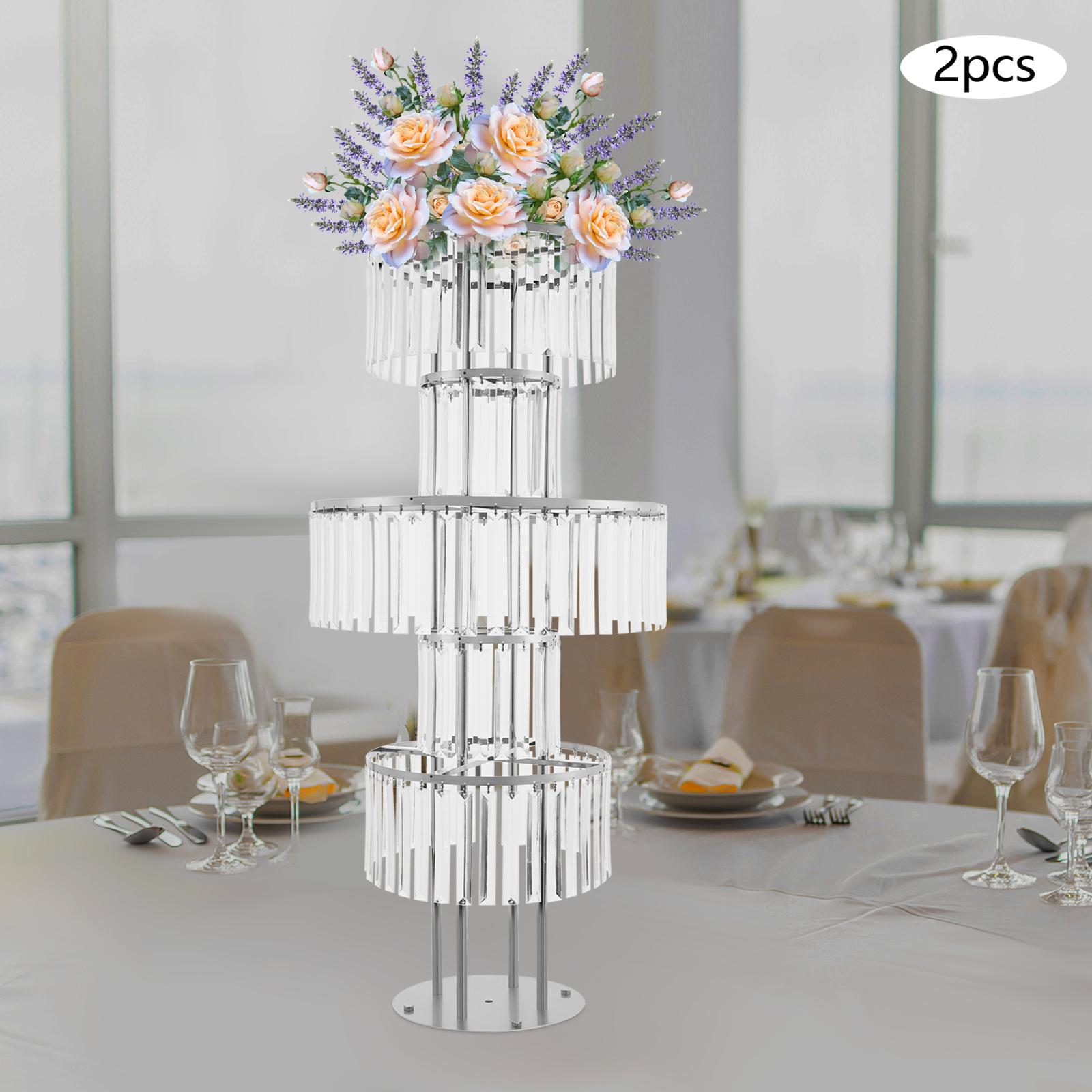 Clear Acrylic 5 Tier Flower Stand 2Pcs for Wedding Birthday Party Centerpiece Display
