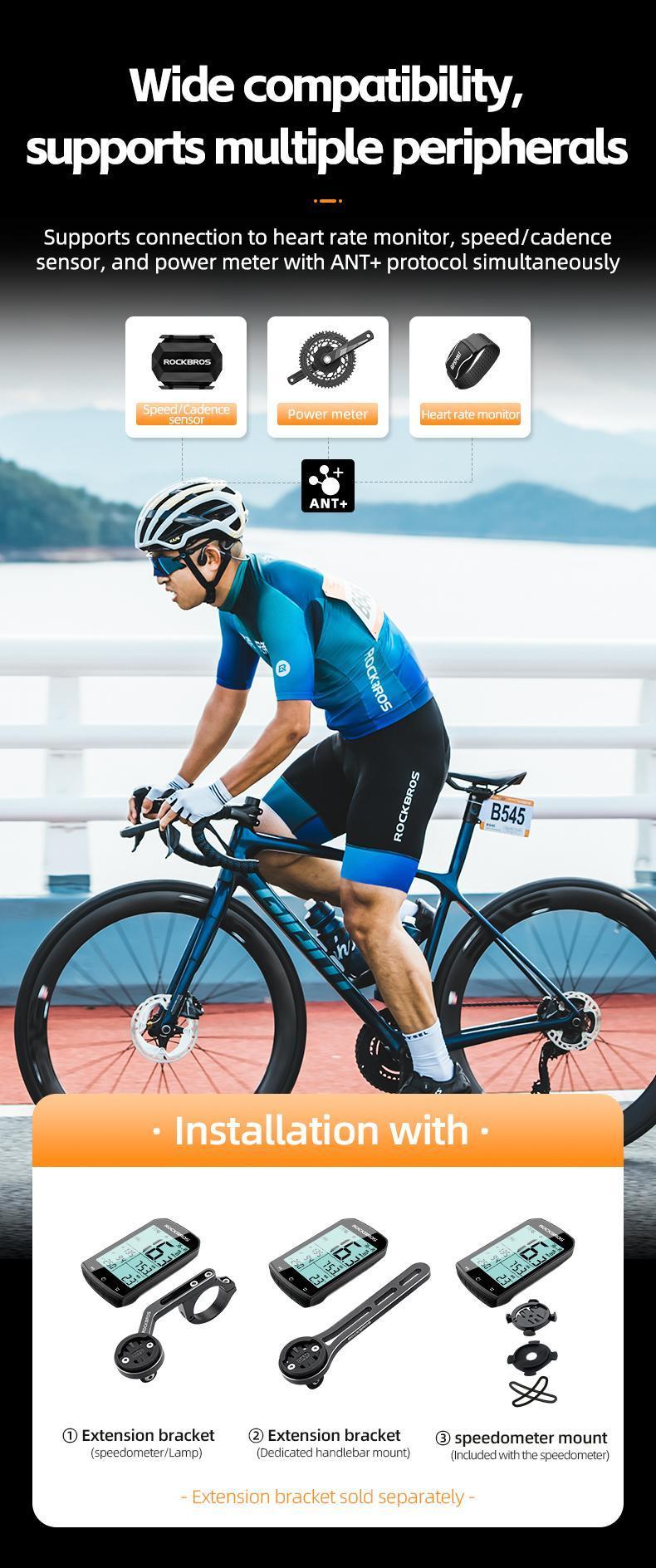 ROCKBROS Bike Computer Wireless Cycling Computers ANT+ Bluetooth Bicycle Computer Mini Speedometer Odometer Waterproof GPS/BDS/Galileo Position System ROCKBROS Bike Computer Wireless Cycling Computers ANT+ Bluetooth Bicycle Computer Mini Speedometer Odometer Waterproof GPS/BDS/Galileo Position System