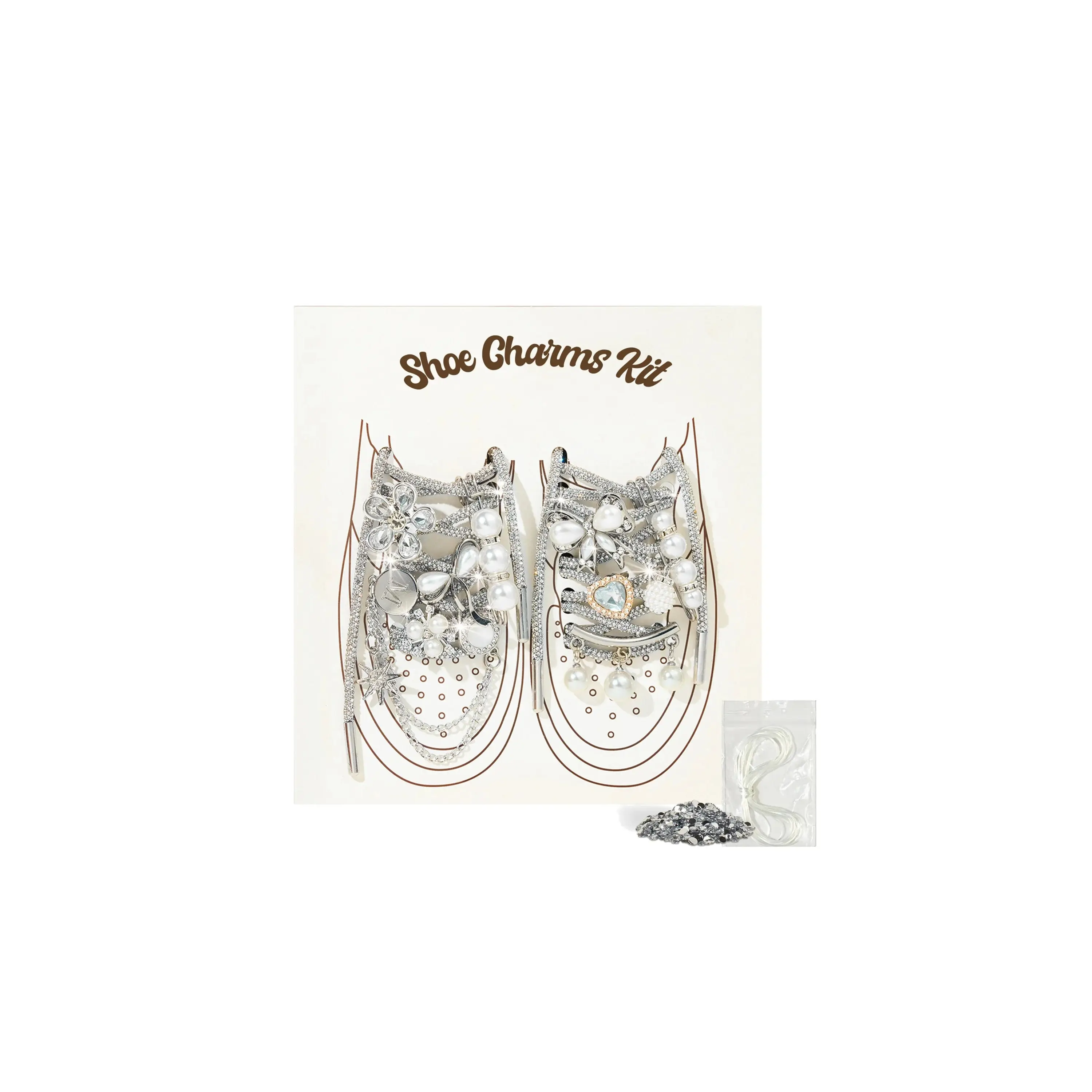 Pixel White Beads Shoe Charms