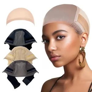 Lace Wig Caps for Women, Wig Caps with Grip Band for Keeping Wigs in Place, Glueless Wig Grip Cap with 4x5 Transparent Lace Wig Caps, Non-Slip Adjustable Elastic Headband