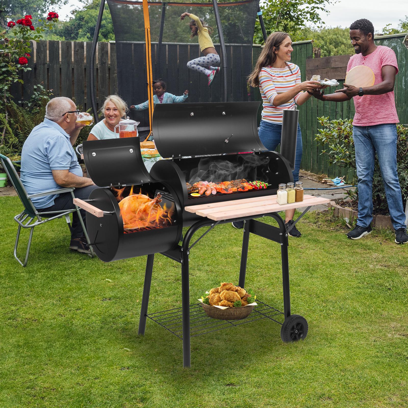 Ubesgoo BBQ Charcoal Grill, Outdoor Patio Barbecue Cooker With Offset Smoker, Wheels And Tray For Balcony Picnics, Party And Camping Ubesgoo BBQ Charcoal Grill, Outdoor Patio Barbecue Cooker With Offset Smoker, Wheels And Tray For Balcony Picnics, Party And Camping