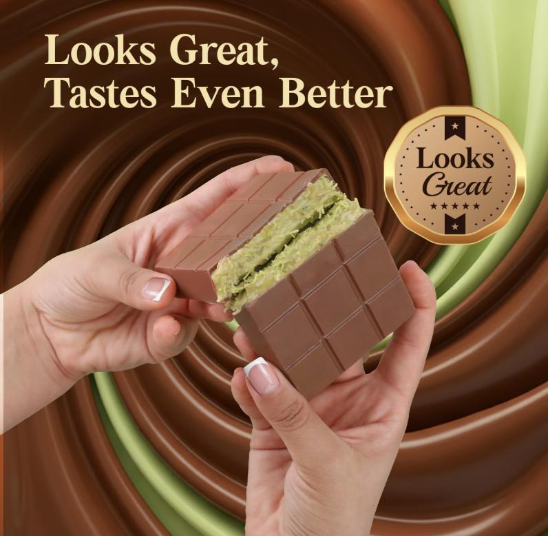 Dubai Chocolate Bar Pistachio – 2.6 oz Premium Dessert with Pistachio Cream & Kataifi Filling | Gourmet Dubai Chocolate Filling | Elegant Gift Chocolate