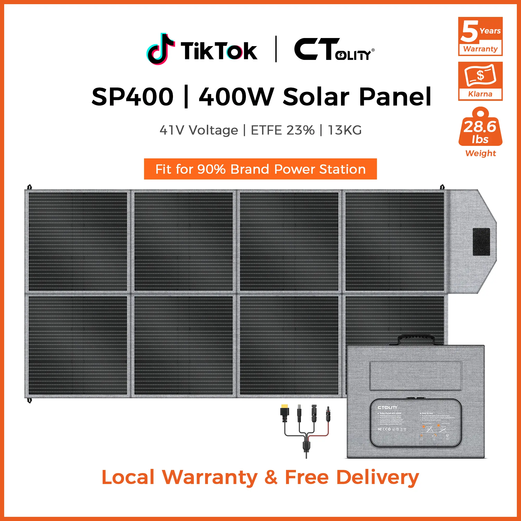 [Summerfinds]CTOLITY SP400 400W Foldable Solar Panel 41V 10A High-Efficiency 22% Portable Solar Charger with Adjustable Kickstand for RV Camping Power Station,back to school tiktokshopbacktoschool,back to school,back to school haul