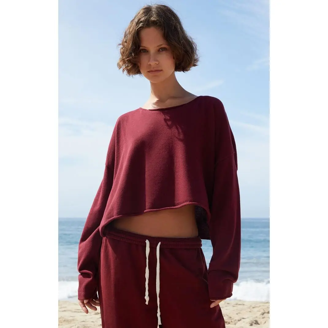 John Galt Women's Burgundy Cameron Cropped Sweater