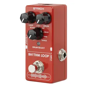 Rhythm Loop Guitar Pedal, STRICH SL-03 Looper for Electric Guitar Bass, 360s Phrase Looper (Unlimited Overdubs) + 8 Rhythm Drum Kits (4/4 Auto-Tempo), True Bypass (Red)