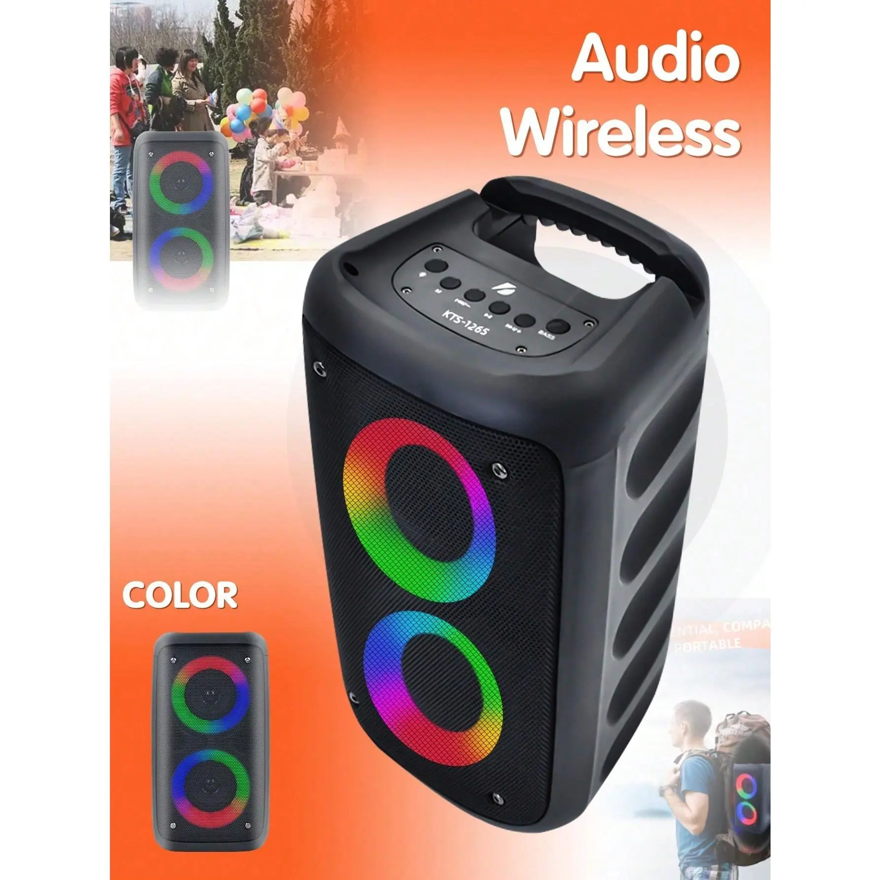 Wireless Speaker with Subwoofer, Large Boombox, Stereo Speaker, Subwoofer, Outdoor Wireless Speaker for Gift for Men
