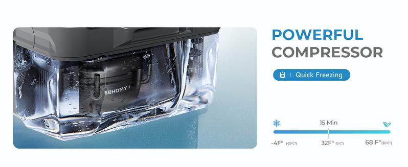 EUHOMY 12-Volt Refrigerator: a11 Quart (10L) compressor electric cooler with APP control. This car fridge supports both 12/24V DC and 120-240V AC power supply, with a cooling range of -4℉ to 68℉. It's a portable freezer ideal for RVs, travel. EUHOMY 12-Volt Refrigerator: a11 Quart (10L) compressor electric cooler with APP control. This car fridge supports both 12/24V DC and 120-240V AC power supply, with a cooling range of -4℉ to 68℉. It's a portable freezer ideal for RVs, travel.