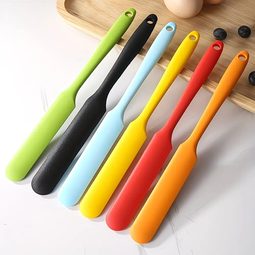 1-3 Pcs Hanging Bendable Heat-Resistant Long Blade Silicone Scraper, Non-Toxic Eco-Friendly Random Color Home Baking Supplies, Household Kitchen Bakeware Tools