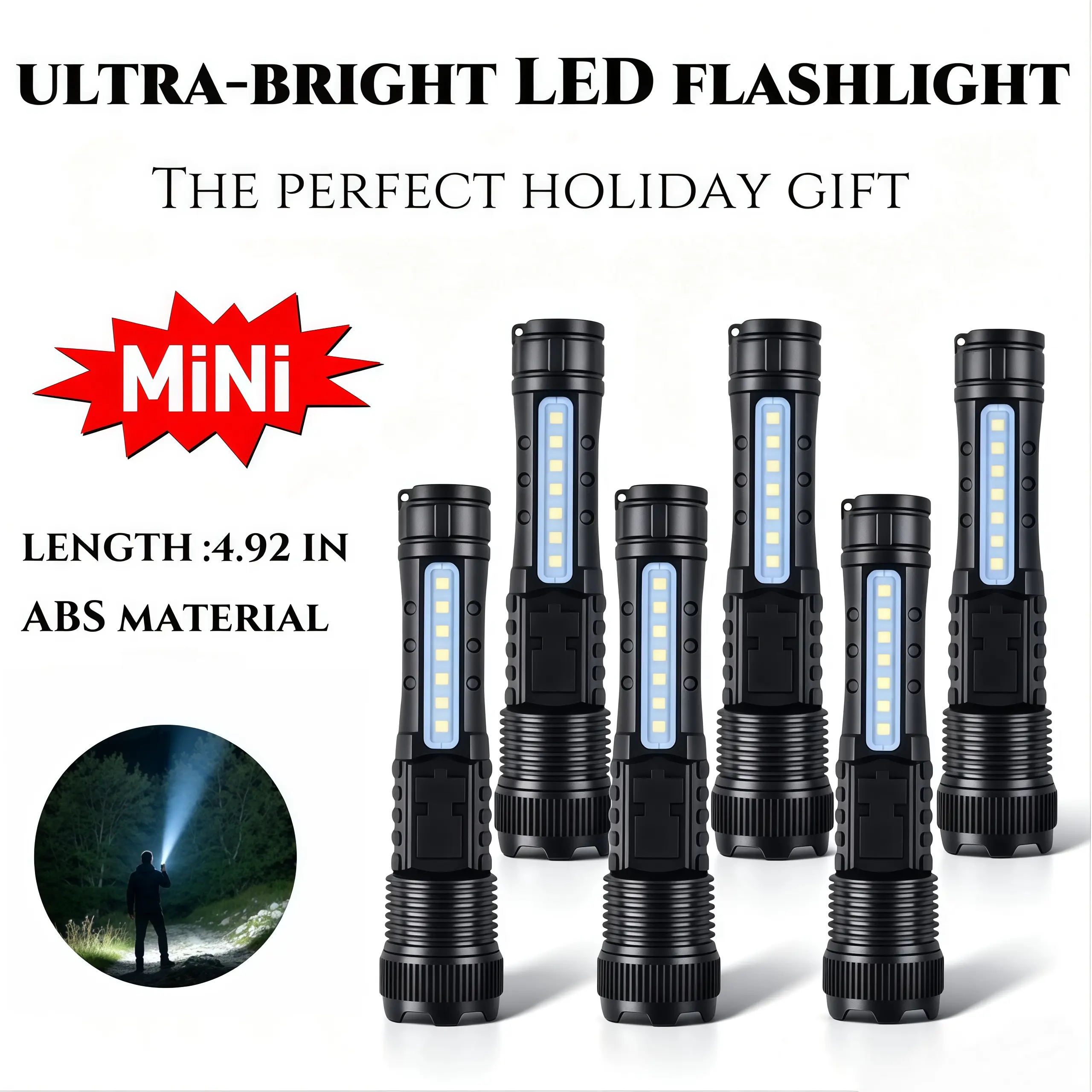 6PCS USB charging LED flashlights - Mini powerful flashlighPerfect for outdoor camping, home disaster preparedness,fishing and vehicle use