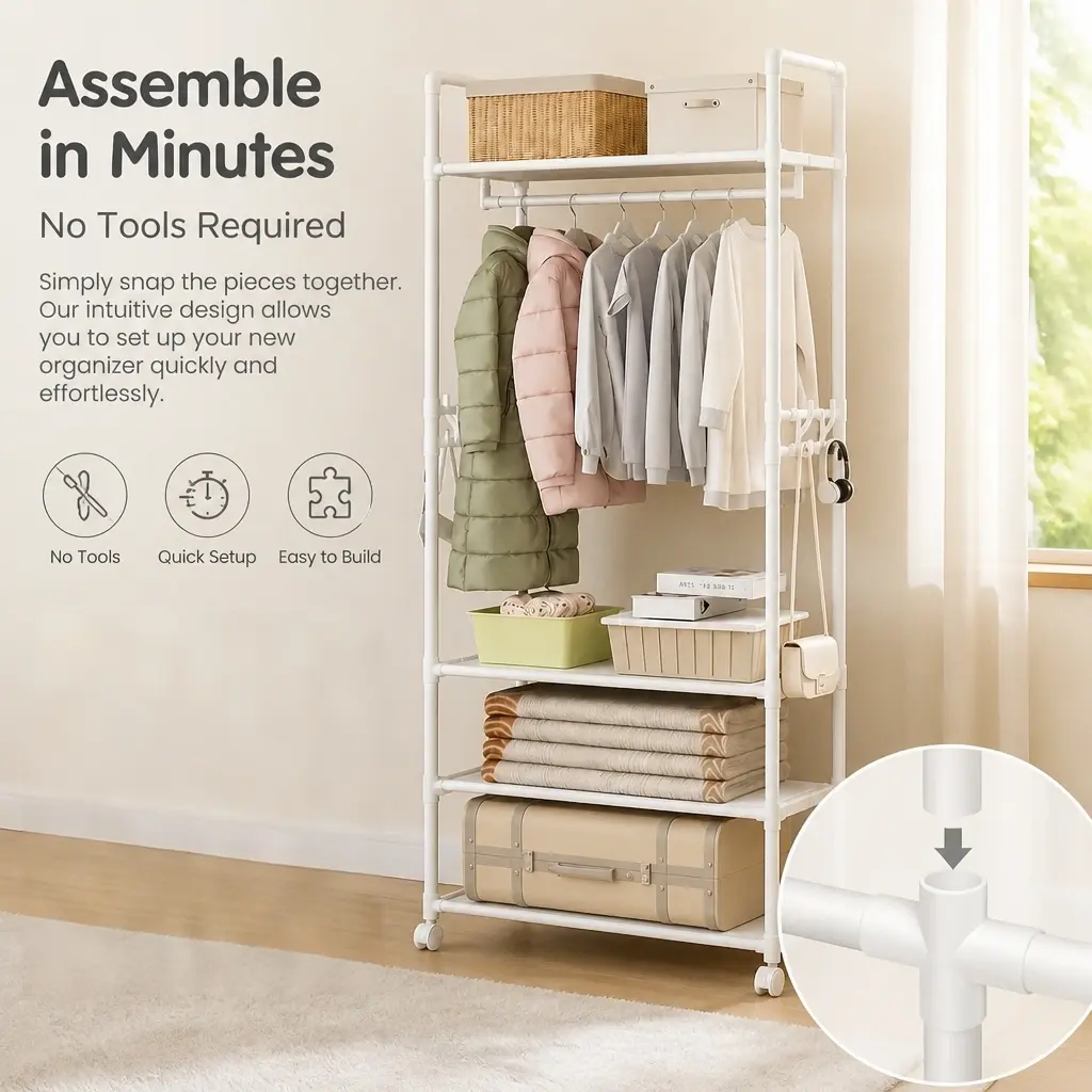 Double-layer clothing rod storage rack