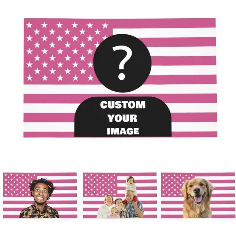Customizable Pink American Flag Tapestry -  Personalize with Your Photo, Wall Decoration Flags for Room, Home Decor for Clubs