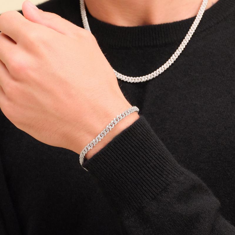 JAXXON - Iced Out Cuban Set - 5mm - Silver - Box Clasp