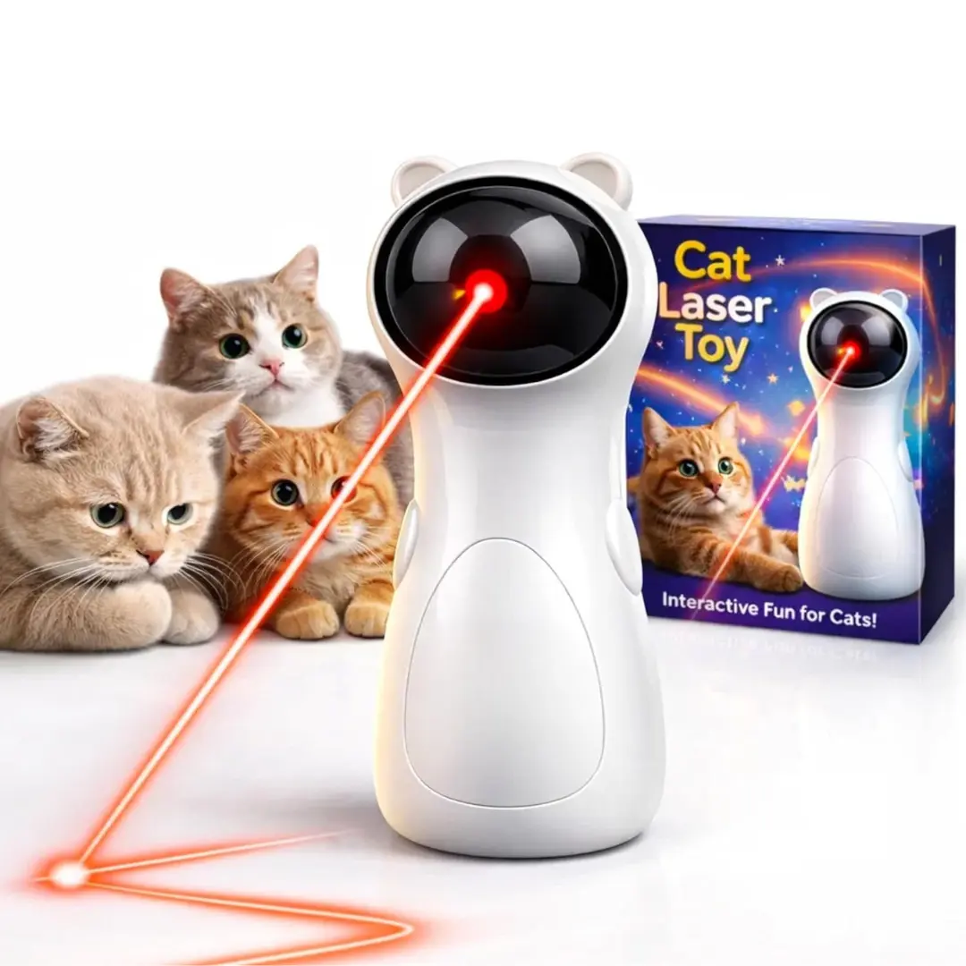 Automatic Interactive Cat Laser Toy Kit with Red Pointer, Adjustable Laser Angles for Playtime, Active Entertainment
