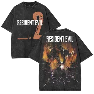 Resident Evil 2 Vintage Washed Graphic Tee, Raccoon City Survival Horror Shirt, Retro Zombie Apocalypse Streetwear T-Shirt, Oversized Cotton Horror Game Graphic Tee