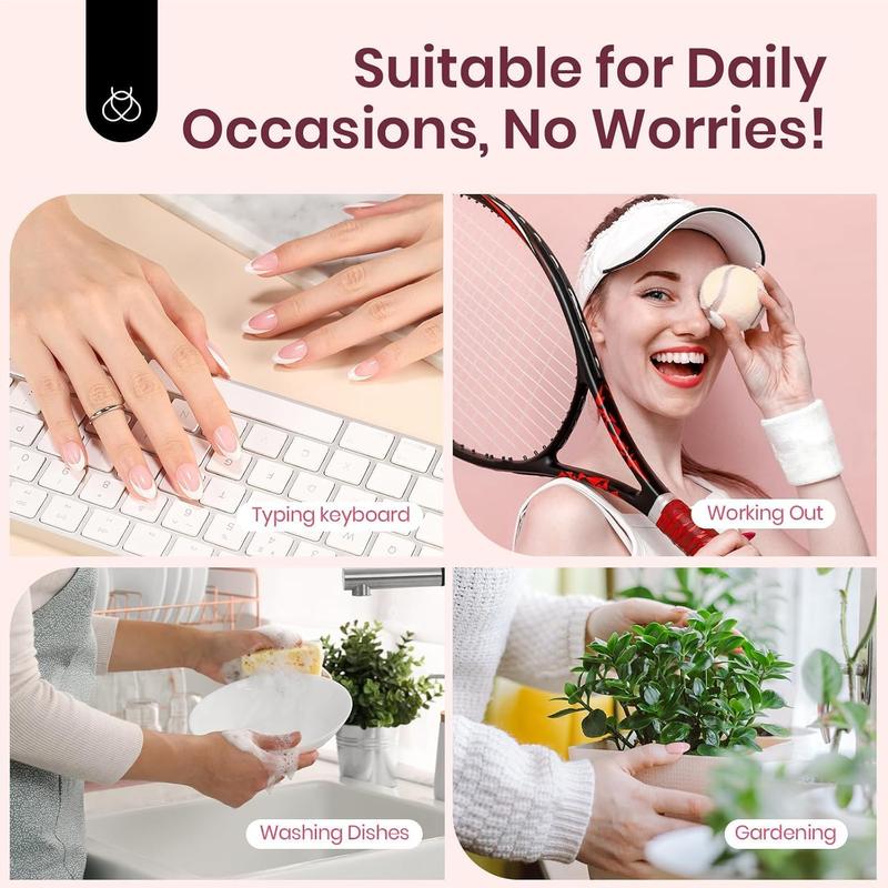 Beetles X PRESS PLUS French Tips Press on Nails Kit – 224Pcs Spring Pastel Soft Nail Gel Tips in 16 Sizes, Salon-Quality DIY Manicure in 15 Mins for Women