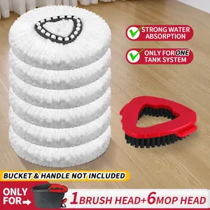 Mop Head Refill, Mop Head & Scrub Brush Replacement for EasyWring 1 Tank System, Spin Mop Accessories, Cleaning Supplies