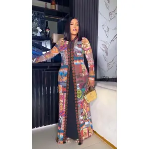 Colorful Kaftan Dress 2-Piece Set, Wedding Guest Graduation Party Wear